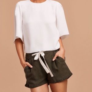 Aritzia Wilfred Olive Linen Shorts Size 6